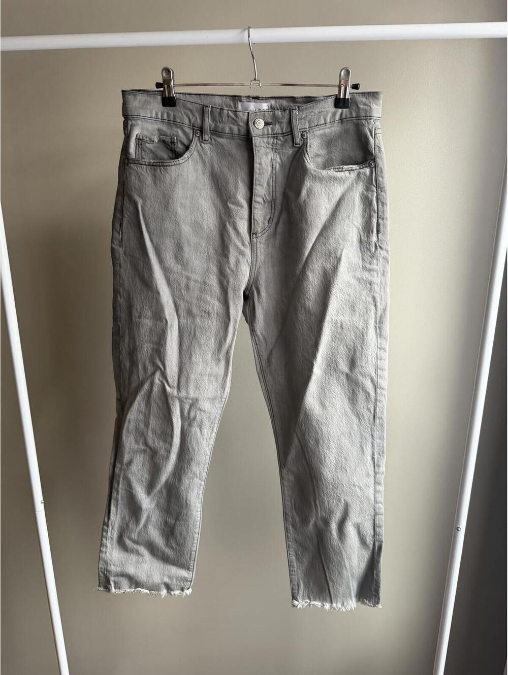 Loft The Straight Crop distressed raw hem jeans